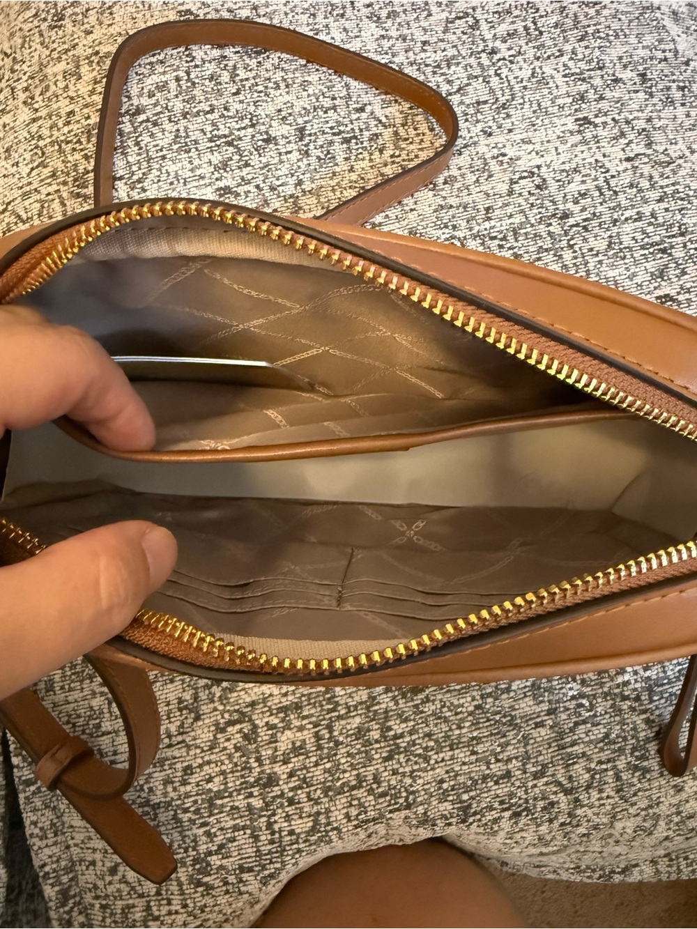 Michael Kors Brown and Tan MK Logo Crossbody Bag - Picture 5 of 7